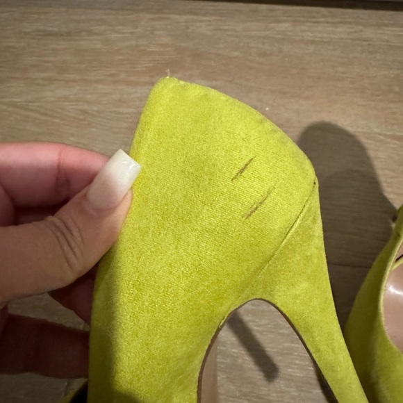 Qupid lime suede peep toe pumps - Picture 8 of 8